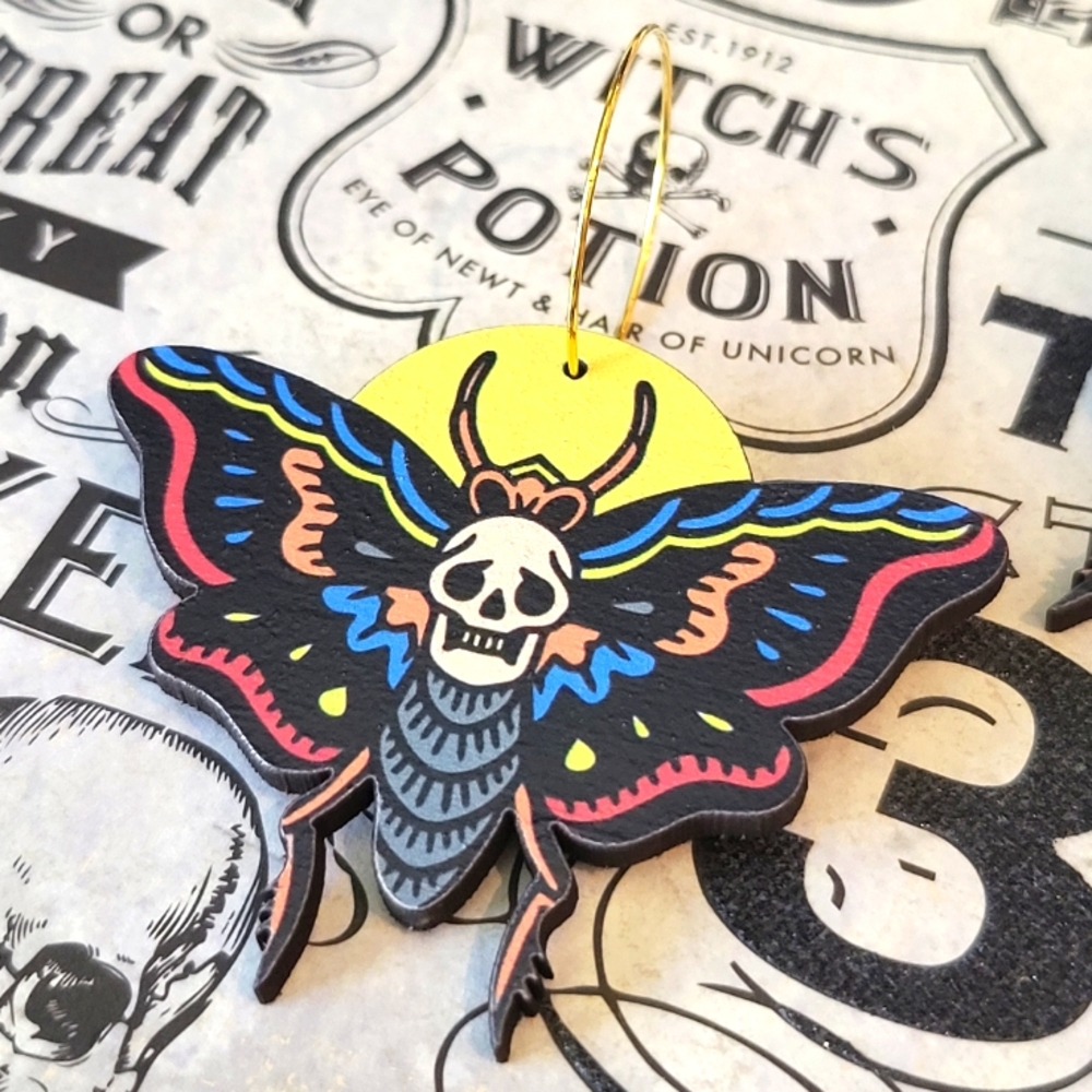 Death Moth Earrings - Picture 2 of 2
